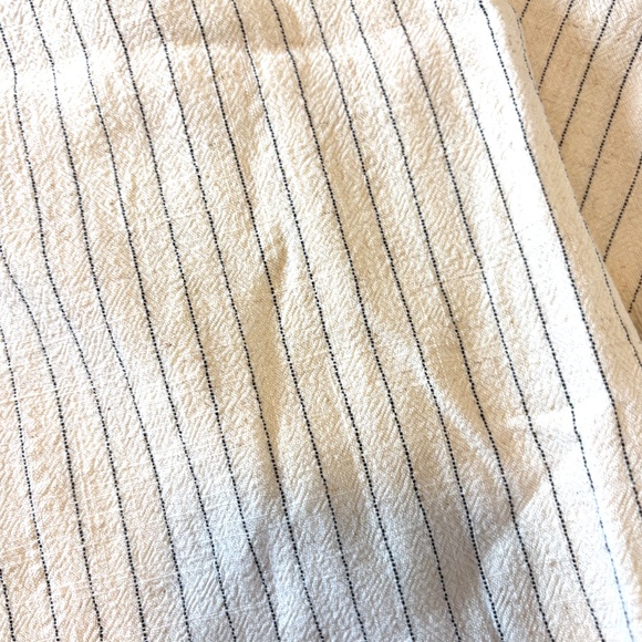 Zara light cream striped linen blend high elastic waist pants NWT - Picture 4 of 10